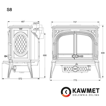 Фото5.Чавунна піч KAWMET Premium S8 (13,9 kW)